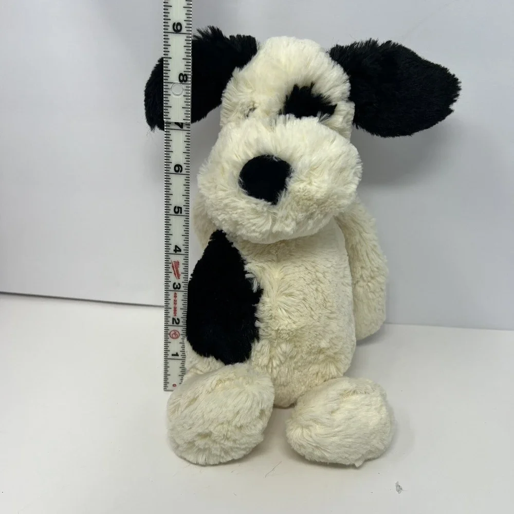 Jellycat Bashful Dog Puppy Plush Black white Stuffed Animal 9